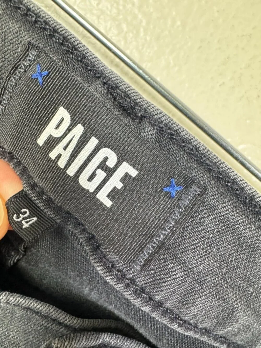 Paige Federal Slim Straight Men Jeans 34x29 Dark Wash Gray Black Stretch denim